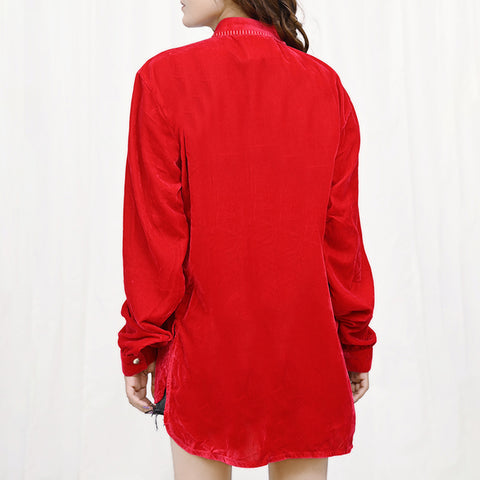 American Darling Embroidered Red Fabric Blouse Western Fashion Top