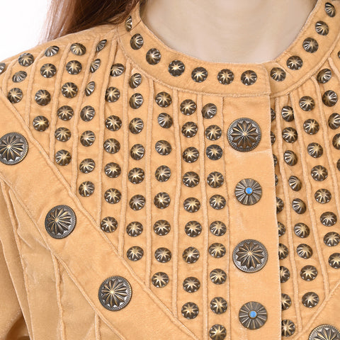 American Darling Tan Fabric Dress Western Studded Concho Tunic Top