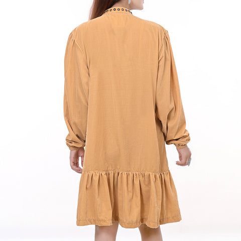 American Darling Tan Fabric Dress Western Studded Concho Tunic Top