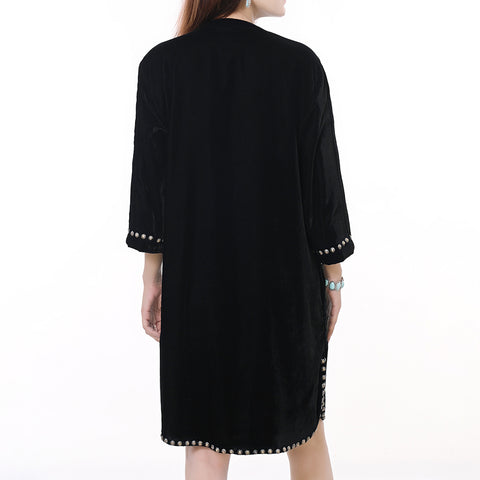 American Darling Black Fabric Dress Studded Western Boho Tunic