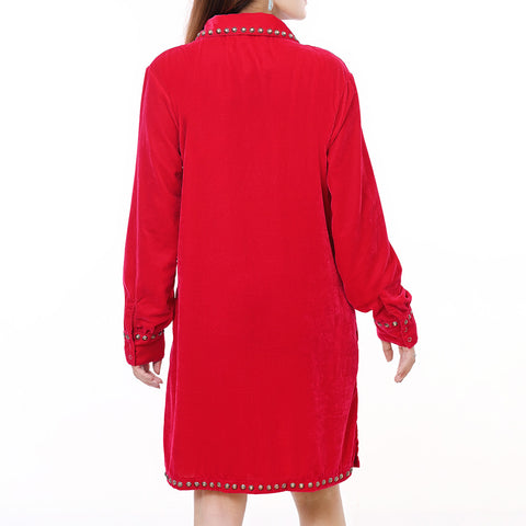 American Darling Red Fabric Dress Western Studded Concho Shift Tunic
