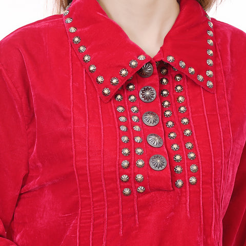 American Darling Red Fabric Dress Western Studded Concho Shift Tunic