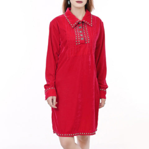 American Darling Red Fabric Dress Western Studded Concho Shift Tunic
