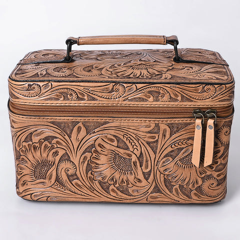 American Darling Hand Tooled Leather Jewelry Case -Western Travel Bag