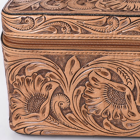 American Darling Hand Tooled Leather Jewelry Case -Western Travel Bag