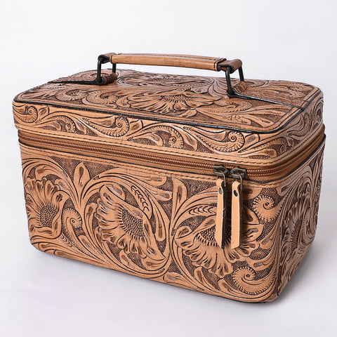 American Darling Hand Tooled Leather Jewelry Case -Western Travel Bag