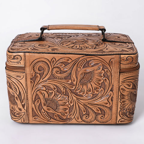American Darling Hand Tooled Leather Jewelry Case -Western Travel Bag