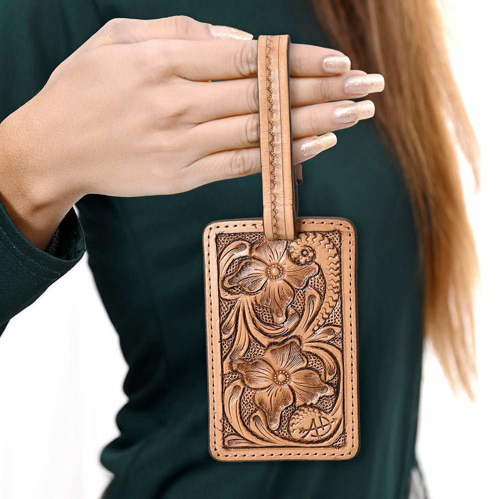 ADBG1462 Hand-Tooled Leather Card Holder - Western Floral Design by American Darling