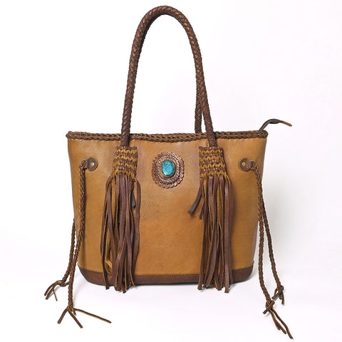 ADBGM328 Handmade Leather Crossbody Bag with Braided Edges - Western Compact Purse