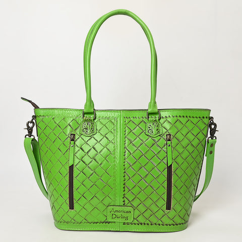 American Darling Hand Tooled Western Leather Tote Bag with Floral Carving & Tassel ï¿½ Genuine Leather