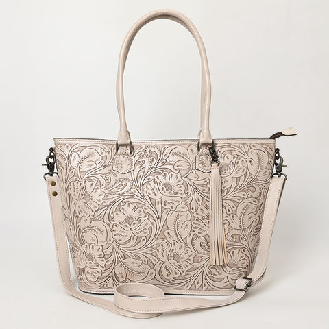 American Darling Hand Tooled Western Leather Tote Bag with Floral Carving & Tassel ï¿½ Genuine Leather