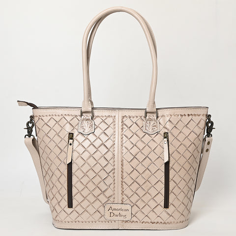 American Darling Hand Tooled Western Leather Tote Bag with Floral Carving & Tassel ï¿½ Genuine Leather