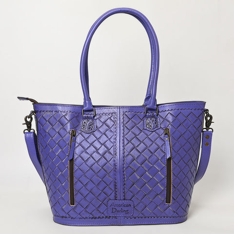 American Darling Hand Tooled Western Leather Tote Bag with Floral Carving & Tassel ï¿½ Genuine Leather