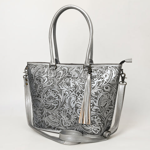 American Darling Hand Tooled Western Leather Tote Bag with Floral Carving & Tassel ï¿½ Genuine Leather