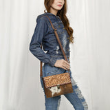 ADBG1465 Hand-Tooled Leather & Cowhide Crossbody Bag - Western Floral Flap by American Darling