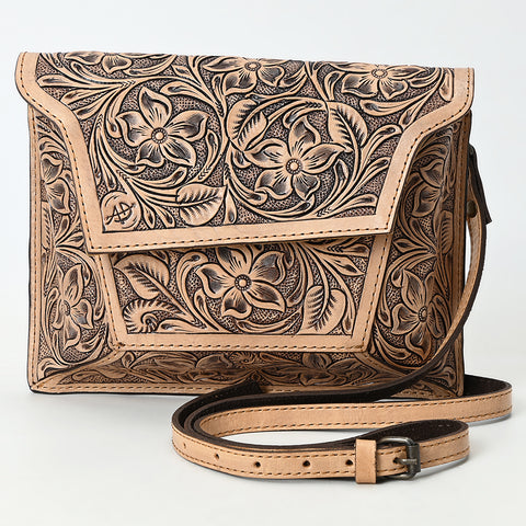 American Darling Hand-Tooled Western Leather Messenger Bag with Floral Carving and Genuine Leather Craftsmanship