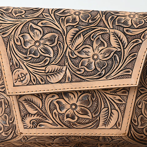 American Darling Hand-Tooled Western Leather Messenger Bag with Floral Carving and Genuine Leather Craftsmanship