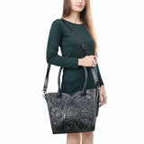 ADBG1473 Hand-Tooled Leather Tote Bag - Western Floral Dual Carry by American Darling