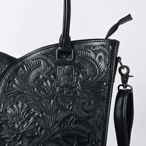 American Darling Handcrafted Western Leather Tote Bag with Floral Tooled Detailing