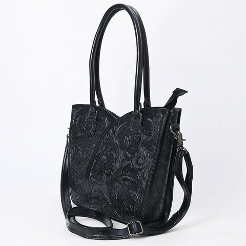 American Darling Handcrafted Western Leather Tote Bag with Floral Tooled Detailing