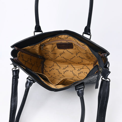 American Darling Handcrafted Western Leather Tote Bag with Floral Tooled Detailing
