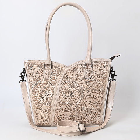 American Darling Handcrafted Western Leather Tote Bag with Floral Tooled Detailing