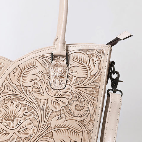 American Darling Handcrafted Western Leather Tote Bag with Floral Tooled Detailing