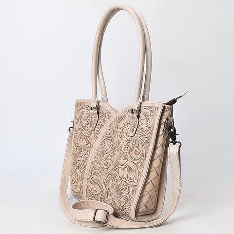American Darling Handcrafted Western Leather Tote Bag with Floral Tooled Detailing
