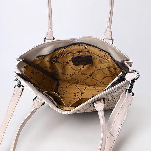 American Darling Handcrafted Western Leather Tote Bag with Floral Tooled Detailing