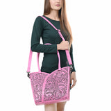 ADBG1473 Hand-Tooled Leather Tote Bag - Western Floral Dual Carry by American Darling