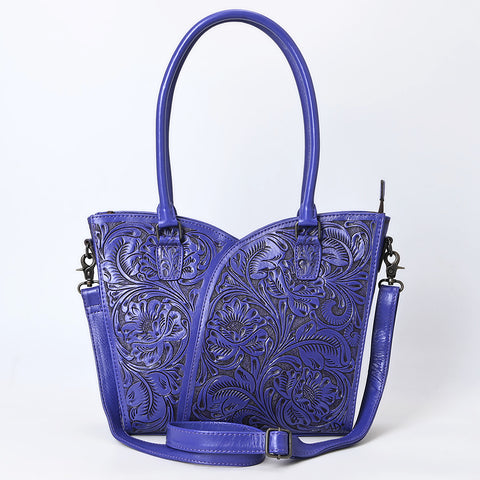 American Darling Handcrafted Western Leather Tote Bag with Floral Tooled Detailing