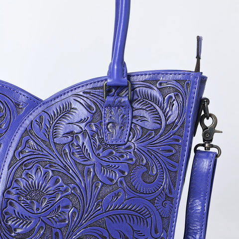 American Darling Handcrafted Western Leather Tote Bag with Floral Tooled Detailing