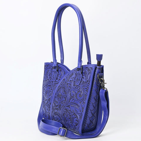 American Darling Handcrafted Western Leather Tote Bag with Floral Tooled Detailing
