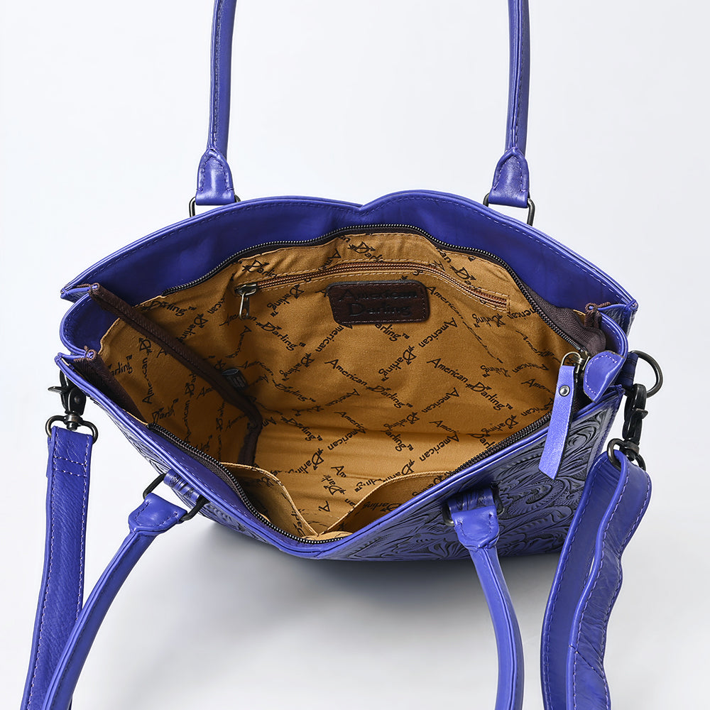 ADBG1473 Hand-Tooled Leather Tote Bag - Western Floral Dual Carry by American Darling