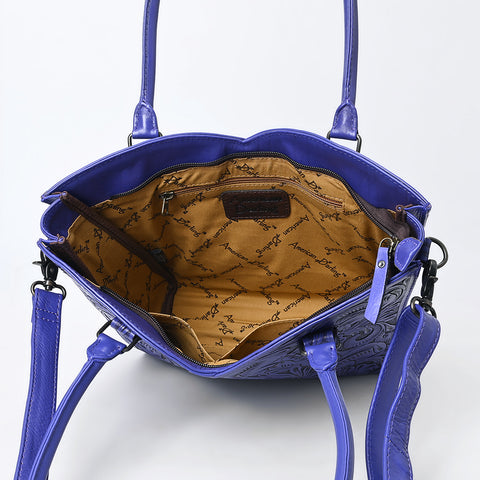 American Darling Handcrafted Western Leather Tote Bag with Floral Tooled Detailing