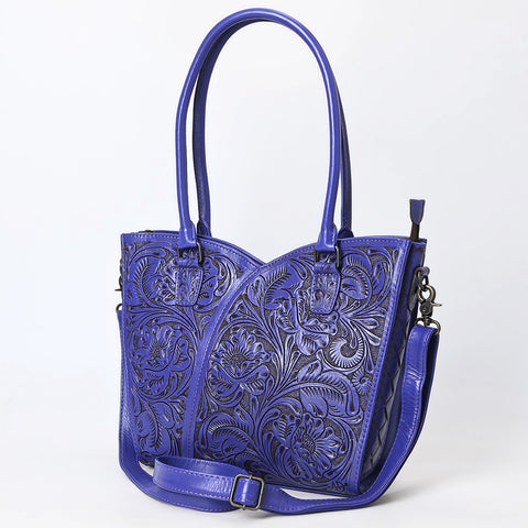 American Darling Handcrafted Western Leather Tote Bag with Floral Tooled Detailing