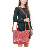ADBG1473 Hand-Tooled Leather Tote Bag - Western Floral Dual Carry by American Darling