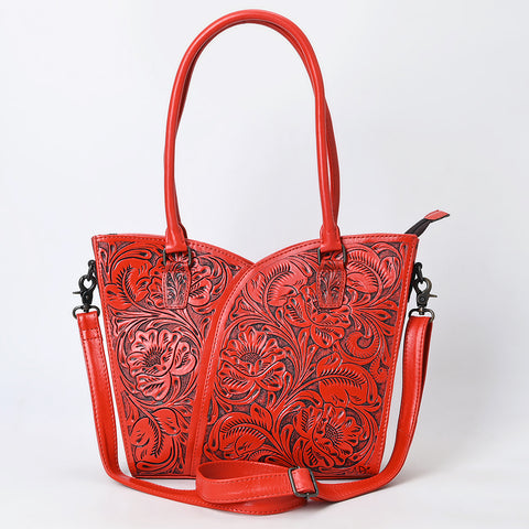 American Darling Handcrafted Western Leather Tote Bag with Floral Tooled Detailing