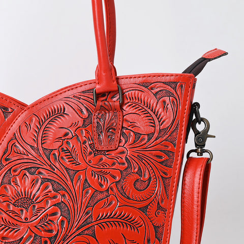 American Darling Handcrafted Western Leather Tote Bag with Floral Tooled Detailing