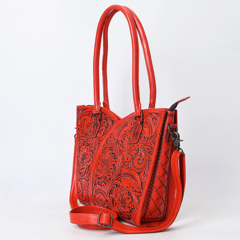 American Darling Handcrafted Western Leather Tote Bag with Floral Tooled Detailing