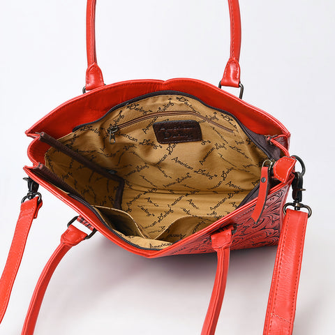 American Darling Handcrafted Western Leather Tote Bag with Floral Tooled Detailing