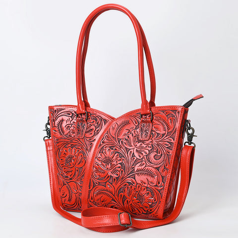American Darling Handcrafted Western Leather Tote Bag with Floral Tooled Detailing
