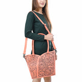ADBG1473 Hand-Tooled Leather Tote Bag - Western Floral Dual Carry by American Darling