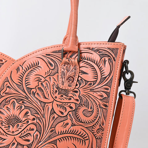 American Darling Handcrafted Western Leather Tote Bag with Floral Tooled Detailing