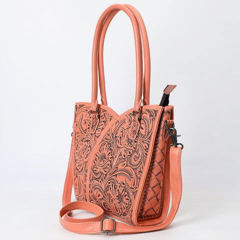 American Darling Handcrafted Western Leather Tote Bag with Floral Tooled Detailing