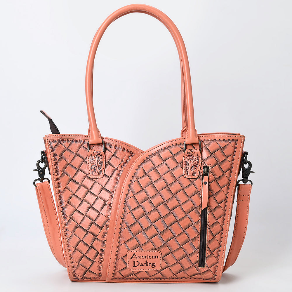 ADBG1473 Hand-Tooled Leather Tote Bag - Western Floral Dual Carry by American Darling