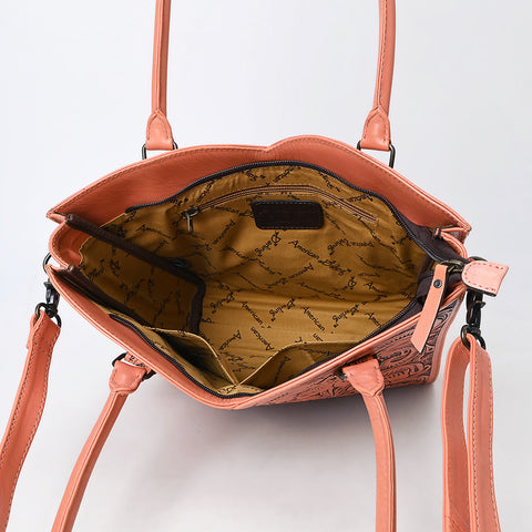 American Darling Handcrafted Western Leather Tote Bag with Floral Tooled Detailing
