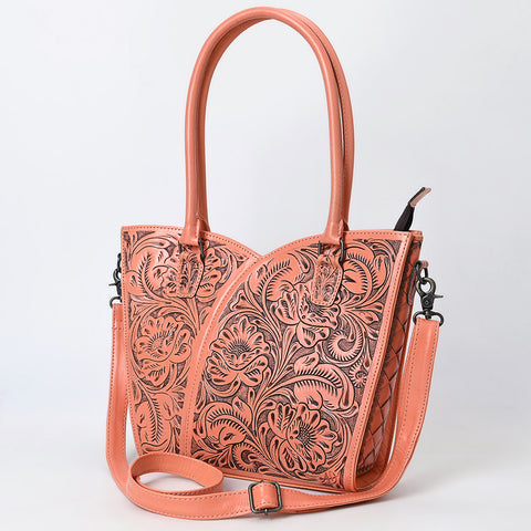 American Darling Handcrafted Western Leather Tote Bag with Floral Tooled Detailing