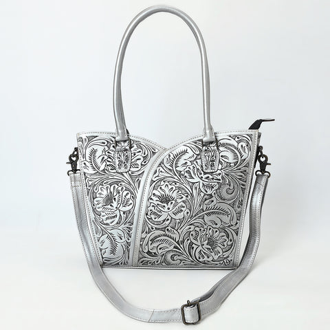 American Darling Handcrafted Western Leather Tote Bag with Floral Tooled Detailing