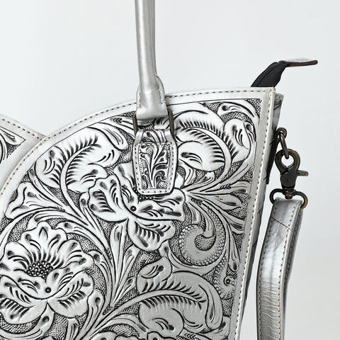 American Darling Handcrafted Western Leather Tote Bag with Floral Tooled Detailing